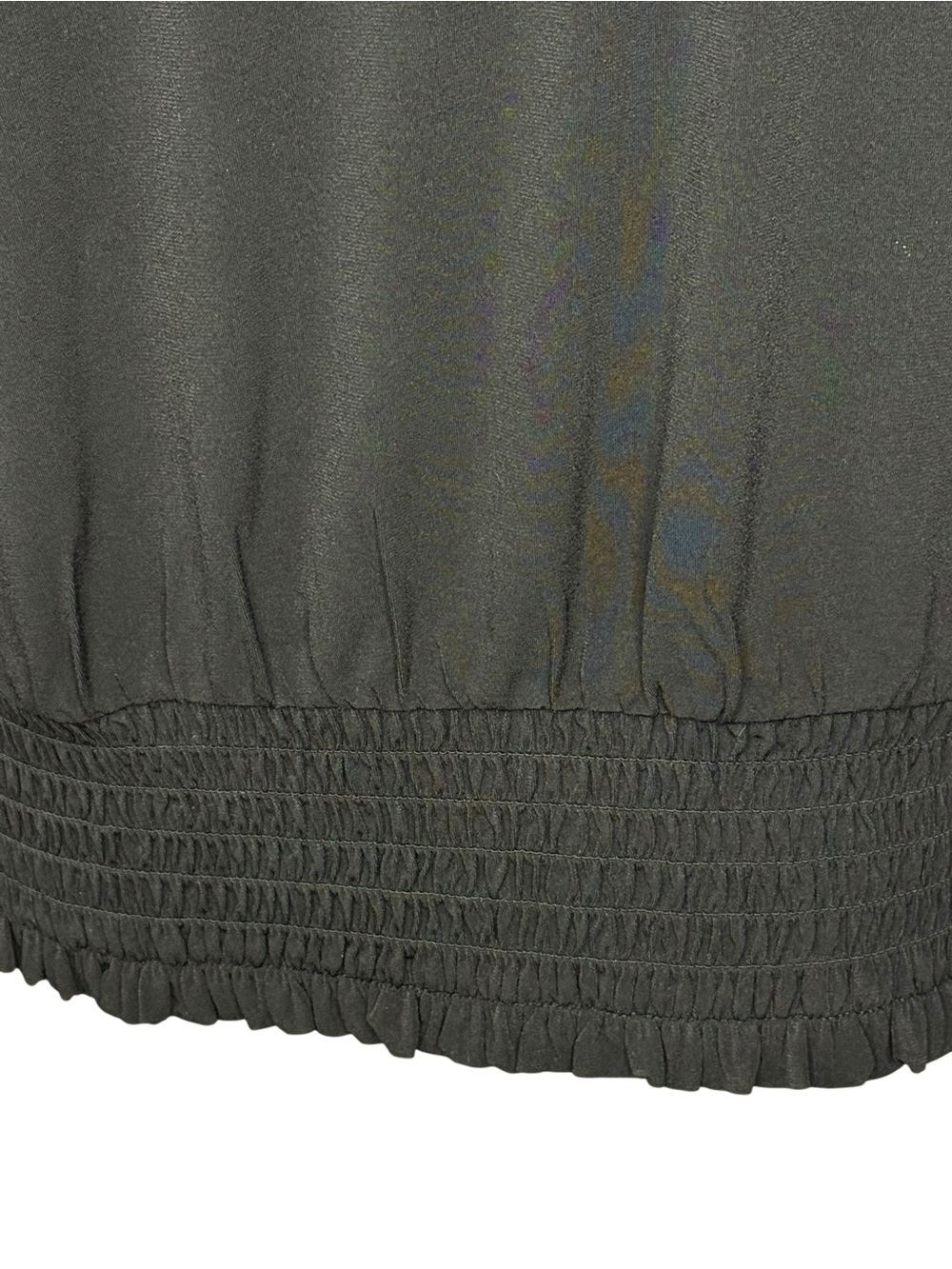 Michael Michael Kors 1X Black Smocked Hem Blouson Top Gold Logo Shoulder Detail - Picture 4 of 10